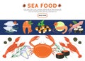 Flat Sea Food Icons Set Royalty Free Stock Photo