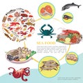 Flat Seafood Colorful Template