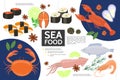 Flat Seafood Infographic Concept