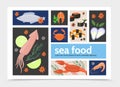 Flat Seafood Infographic Template