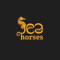 Flat seahorse logo, with seahorse lettering design.