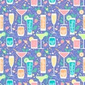 Flat seamless pattern with different beverages