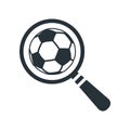 flat search icon with football symbol on white background. Magni