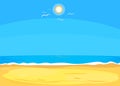 Flat Seascape, cartoon style. Vector