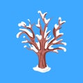 Flat seasonal shaded tree isolated on blue