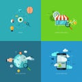 Flat seo business vector mobile concept design Royalty Free Stock Photo