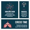 Flat Set of card Circus people, animals, elements