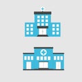 Flat set hospital buiding outdoor design icon.Vector illustration.Medical buiding center