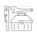 Flat set icon tools plumbing