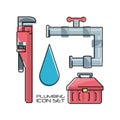 Flat set icon tools plumbing
