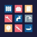 Flat set icon tools plumbing