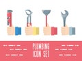 Flat set icon tools plumbing