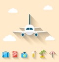 Flat set icons of planning summer vacation, simple style Royalty Free Stock Photo