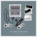 Flat Set Of Retro Game Player And Accessories