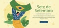 Flat sete de setembro horizontal banner template Vector illustration. Royalty Free Stock Photo
