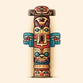 Flat Shaded Hyper-detailed Totem Pole Vector Art