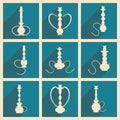 Flat with shadow concept and mobile application hookah shisha
