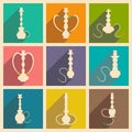 Flat with shadow concept and mobile application hookah shisha