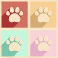 Flat with shadow concept and mobile application traces of animals