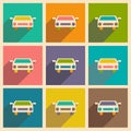 Flat with shadow icon and mobile applacation car Royalty Free Stock Photo