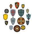 Shields icons set, flat style Royalty Free Stock Photo