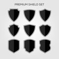 Flat Shield Set Geometric Premium Logo Vector Icon Illustration