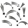 Flat shooting stars icons set. Star icon. Abstract cosmos. Vector illustration. Royalty Free Stock Photo