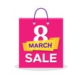 Flat shopping bag with 8 March Sale promo text