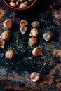 Flat shot of chestnuts.