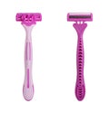 flat shot female disposable razors isolated on white background