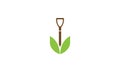 Flat shovel with leaf agriculture logo vector symbol icon design illustration