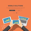 Flat showcase mockup template for mobile solutions