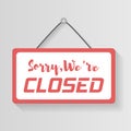 Flat sign open closed, hanging signboard for shop. Royalty Free Stock Photo