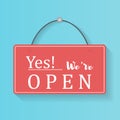 Flat sign open closed, hanging signboard for shop. Royalty Free Stock Photo