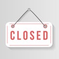 Flat sign open closed, hanging signboard for shop. Royalty Free Stock Photo