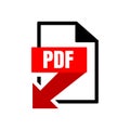 flat sign of pdf download icon button isolated on white background Royalty Free Stock Photo