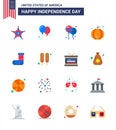 16 Flat Signs for USA Independence Day festivity; celebration; bloon; usa festival; american