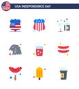 9 Flat Signs for USA Independence Day juice; alcohol; wine; eagle; animal