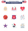 9 Flat Signs for USA Independence Day security; sports; tourism; ball; usa Royalty Free Stock Photo