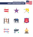 9 Flat Signs for USA Independence Day usa; elephent; fire; western; household