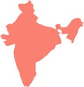 Flat Silhouette Vector Map of India Royalty Free Stock Photo