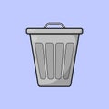 Flat Silver Dustbin Vector Icon Illustration Clean Dust Bin Icon