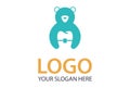 Simple bear cartoon tooth dental clinic logo design