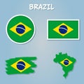 Flat simple Brazil map, vector background illustration Royalty Free Stock Photo