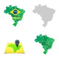 Flat simple Brazil map Royalty Free Stock Photo
