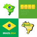 Flat simple Brazil map Royalty Free Stock Photo