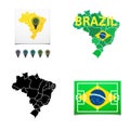 Flat simple Brazil map Royalty Free Stock Photo