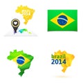 Flat simple Brazil map Royalty Free Stock Photo