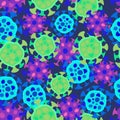 Flat simple cartoon bacterium seamless science pattern Royalty Free Stock Photo