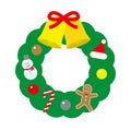 Flat and simple Christmas wreath illustration Royalty Free Stock Photo